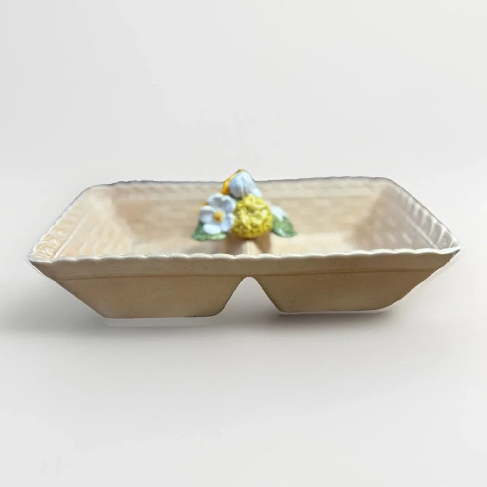 Vintage Basket Shaped Serving/Trinket Dish California Los Angeles Pottery Accent - Picture 1 of 12